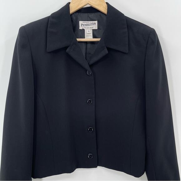 Vintage 90s Pendleton Y2K Black Button Front Office Preppy Blazer Jacket Size 6 - Picture 9 of 9